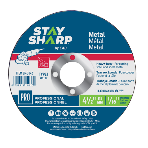 EAB Stay Sharp 4-1/2 in. x 1/16 in. Metal Cut-Off Wheel, Type 1