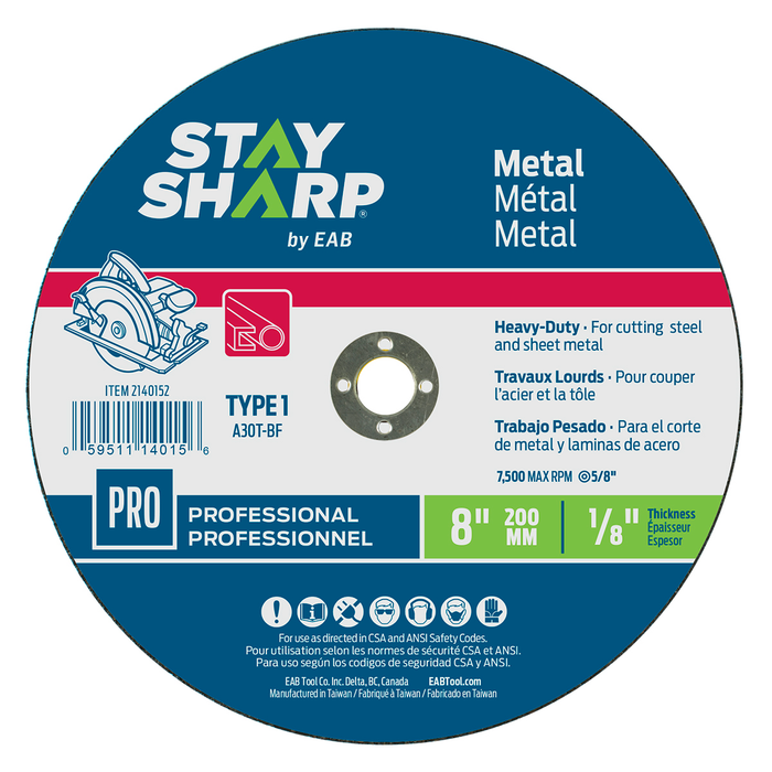 EAB Stay Sharp 8 in. x 1/8 in. Metal Cut-Off Wheel, Type 1