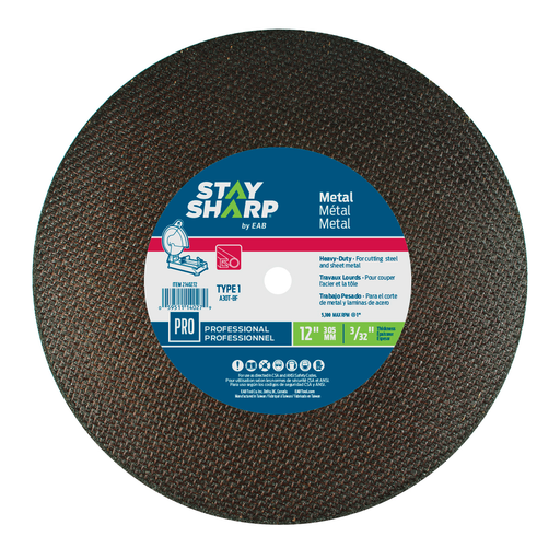 Stay Sharp Type 1 metal cutting wheel series, shown 12 x 3/32 inch