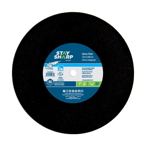 Stay Sharp® Industrial 7" x 1/16" Ultra Thin Metal Cutting Wheel, EAB 2140432