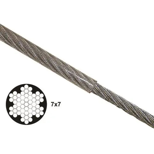 King Chain - 1 ft. 7x7 Strand PVC Coated Wire Aviation Cable (Select Size)