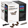 TimberTech CONCELoc Hidden Fastener packaging box shown with the included hardware pieces and driver bit in front on a white background.