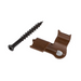 Black screw and brown plastic bracket on a white background