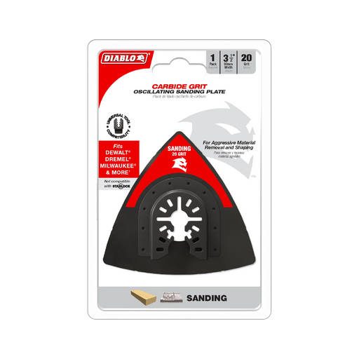 Diablo DOU20CGSP 3-1/2" 20-Grit Universal Fit Oscillating Sanding Plate in Packaging