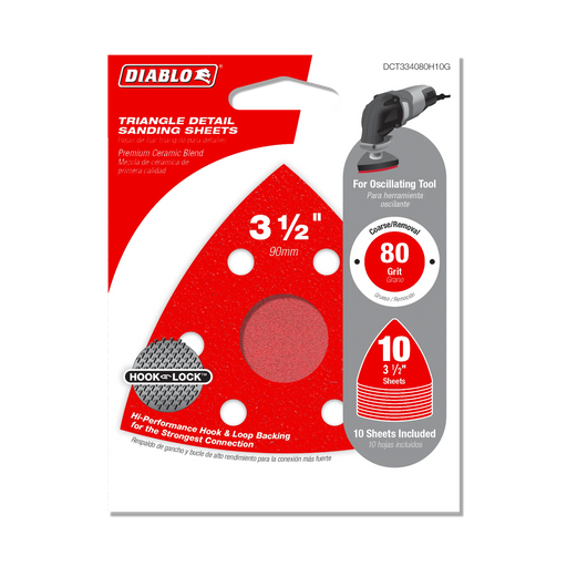 3-3/4" 80-Grit Oscillating Triangular Detail Sanding Sheets (10-Pack)