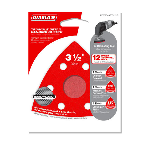 3-3/4" Oscillating Triangle Detail Sanding Sheet Set (12-Pack)