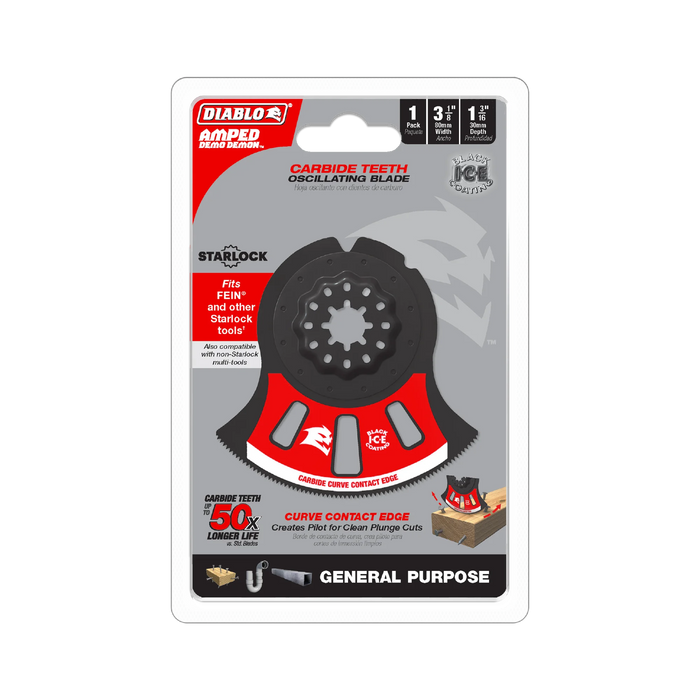 3-1/8" AMPED™ Demo Demon™ Starlock Carbide Teeth Oscillating Blade for General Purpose Cuts DOS3125RCGP