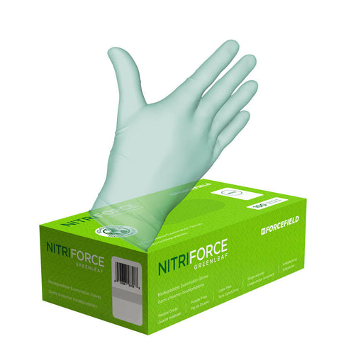 Forcefield NitriForce Greenleaf nitrile examination gloves, medium, 100 pack