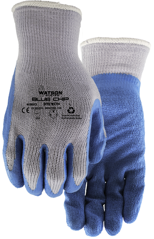 Watson Stealth Blue Chip 320 crinkle latex coated work gloves