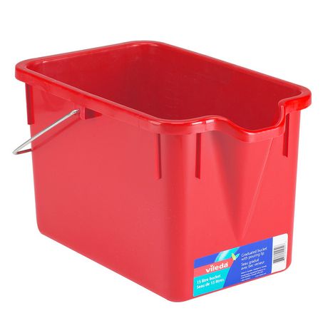 Vileda Bee Mop rectangular bucket in red, 15 litre