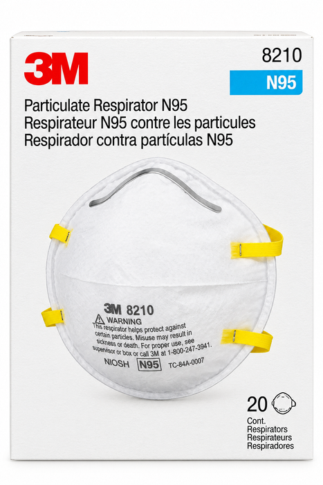 3M 8210 N95 Particulate Respirator, Box of 20
