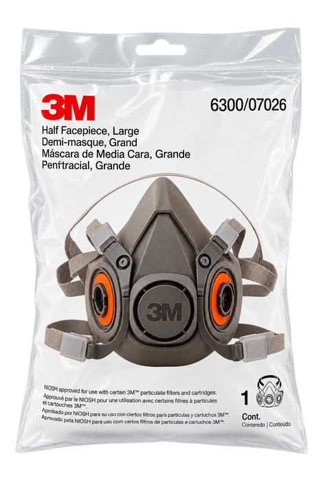 3M 6300 Half Facepiece Reusable Respirator, Large