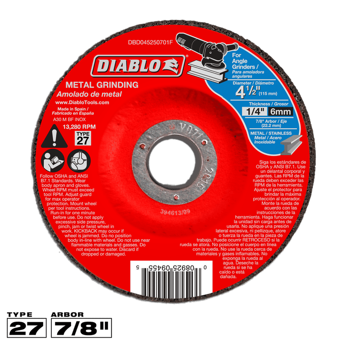 Diablo 4-1/2 in. Type 27 metal grinding disc