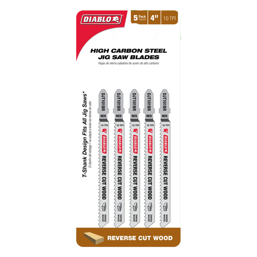 Pack of Diablo high carbon steel jigsaw blades with packaging on a white background