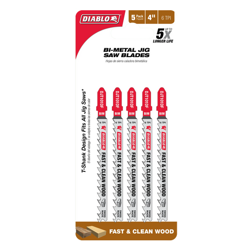 Pack of Diablo bi-metal jig saw blades on a white background