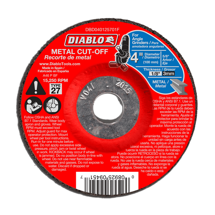 Diablo 4 in. Type 27 metal cut-off disc