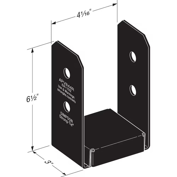 4" x 4" Rough Black Post Base ZMAX - APVB44R