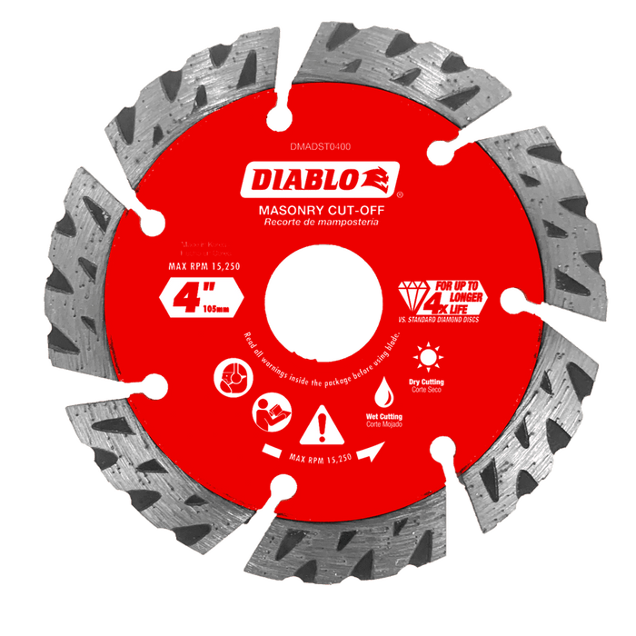 Diablo Diamond Segmented Turbo Masonry Cut-Off Blade for Concrete, Brick and Block, 4 in.