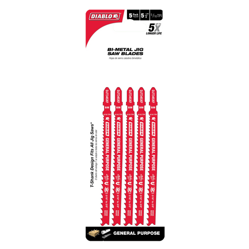 Pack of Diablo bi-metal jig saw blades on a white background