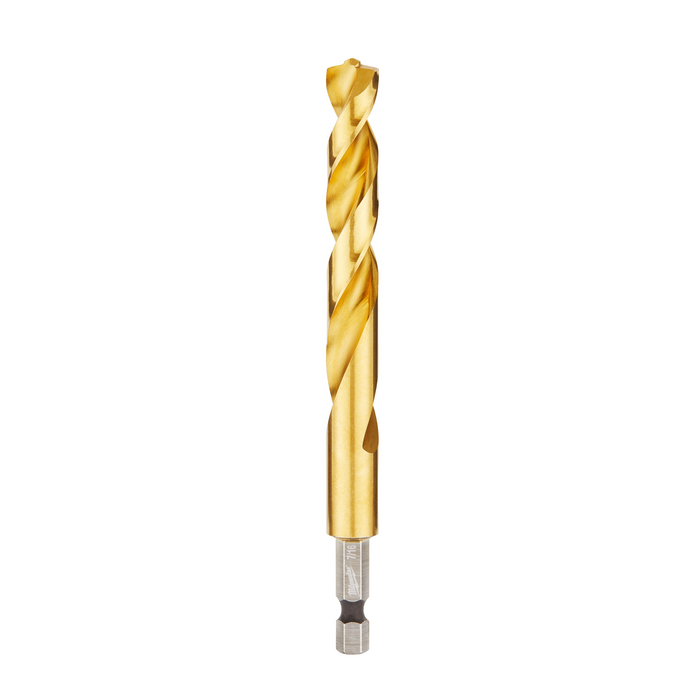 Milwaukee SHOCKWAVE RED HELIX titanium drill bit with 1/4 in. hex shank, 7/16 in.