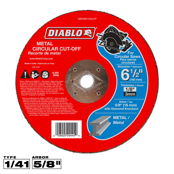 Diablo 6-1/2 in. metal cut-off wheel
