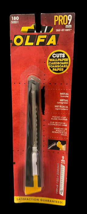 Olfa 180 Standard-Duty 9 mm Snap-Off Utility Knife, Metal Handle