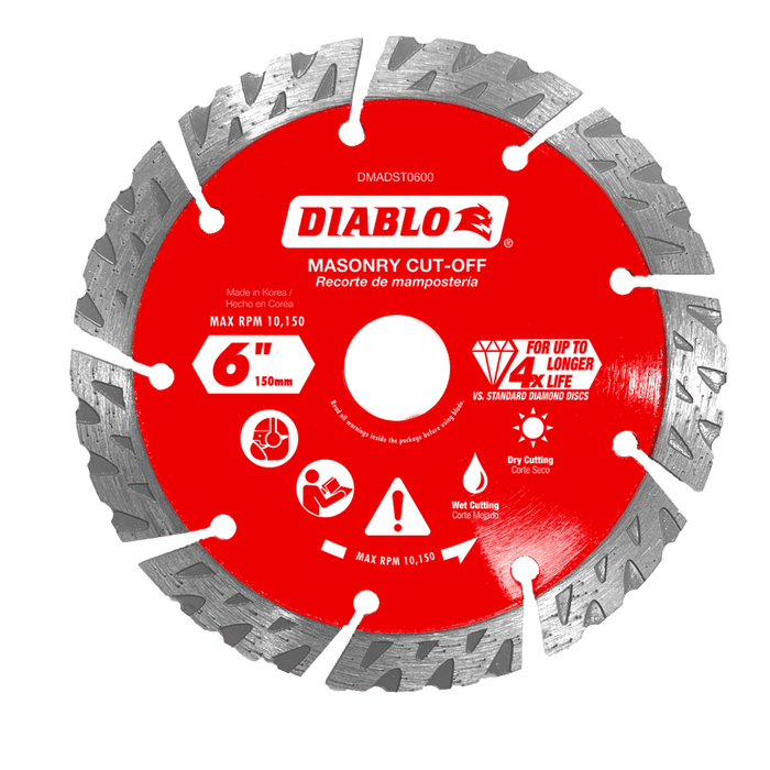 Diablo Diamond Segmented Turbo Masonry Cut-Off Blade for Concrete, Brick and Block, 6 in.