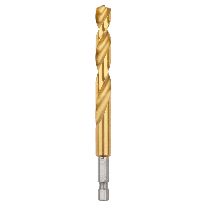 Milwaukee SHOCKWAVE RED HELIX titanium drill bit with 1/4 in. hex shank, 3/8 in.