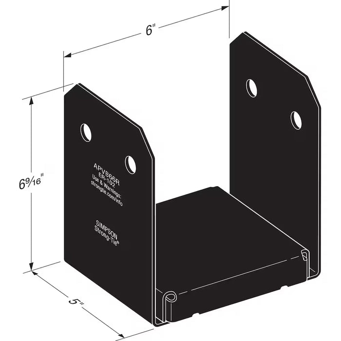 6" x 6" Rough Black Post Base ZMAX - APVB66R