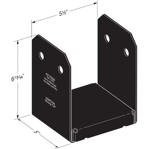 6" x 6" S4S Black Post Base ZMAX - APVB66