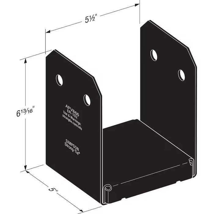6" x 6" S4S Black Post Base ZMAX - APVB66