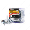 #6 by one and a quarter inch flat head square drive zinc silver wood screws 100 pieces per pack.