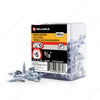 #6 by five eighths inch flat head square drive zinc silver wood screws 100 pieces per pack.