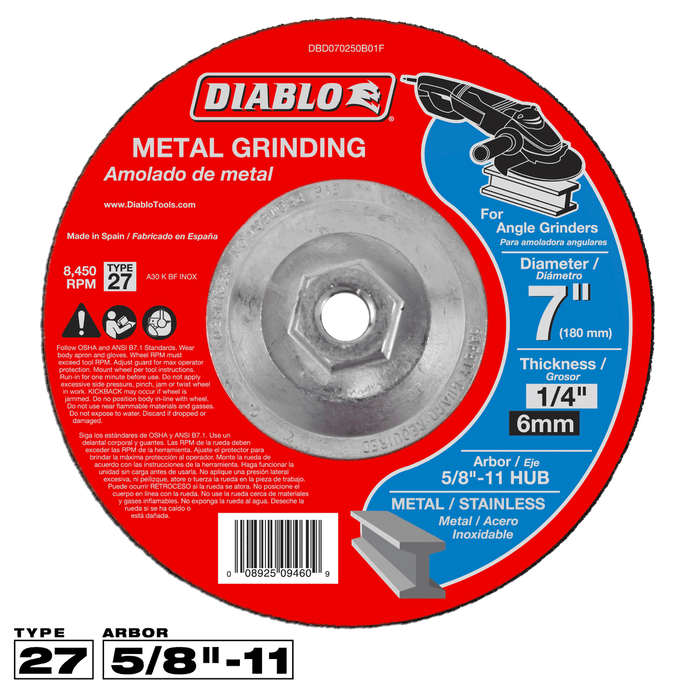 Diablo 7 in. Type 27 hub metal grinding disc