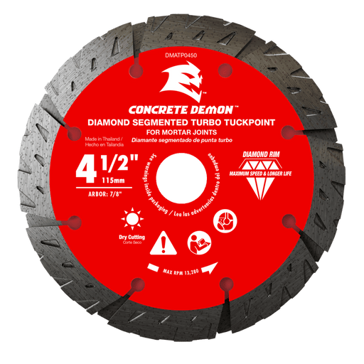 Diablo Concrete Demon Diamond Segmented Turbo Tuckpoint Blade for Mortar Joints, 4-1/2 in.