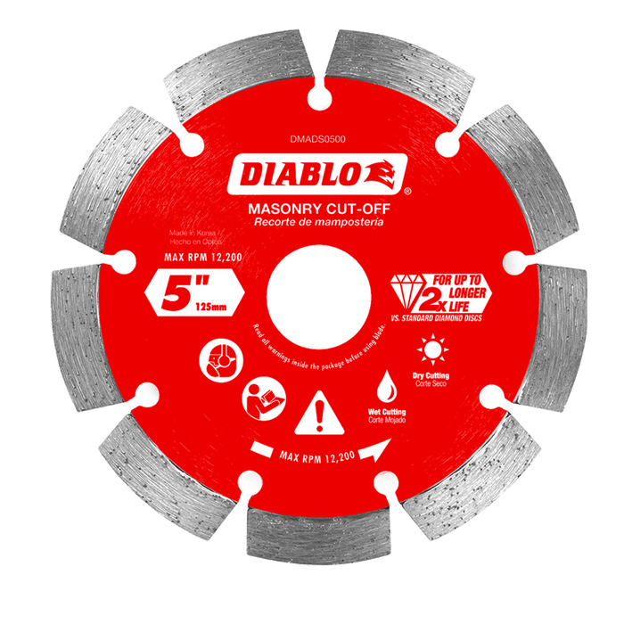 Diablo Diamond Segmented Masonry Cut-Off Blade for Concrete, Brick and Block, 5 in.