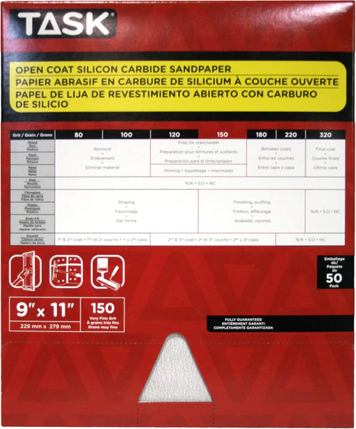 Task Tools ZSO3150 9 x 11 in. open coat drywall sandpaper, 150 grit