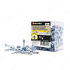 #8 by five eighths inch zinc plated pan head self drilling tek metal screws. 100 per box.