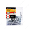#8 by three and a half inch flat head square drive zinc silver wood screws 100 pieces per pack.