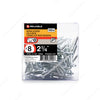 #8 by two and a quarter inch flat head square drive zinc silver wood screws 100 pieces per pack.
