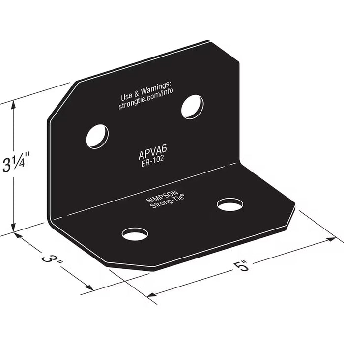 90^ Angle Bracket Black Z-Max for 6x - Outdoor Accents APVA6