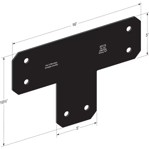 T Strap Bracket Black Z-Max for 6 x 6 - Outdoor Accents APVT6