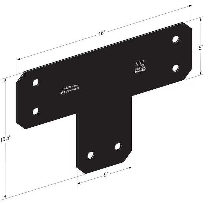T Strap Bracket Black Z-Max for 6 x 6 - Outdoor Accents APVT6