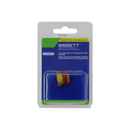 Bissett BFIT-BB3814B 3/8" Male NPT x 1/4" Female NPT Brass Reducing Bushing
