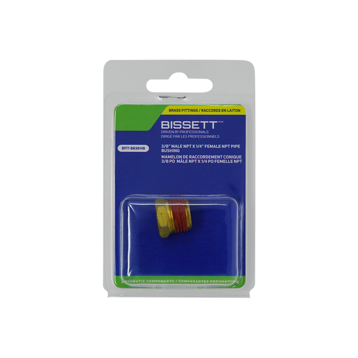 Bissett BFIT-BB3814B 3/8" Male NPT x 1/4" Female NPT Brass Reducing Bushing