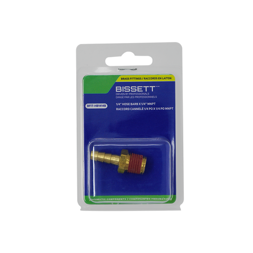 Bissett BFIT-HB1414B 1/4" Brass Hose Barb x 1/4" Male NPT