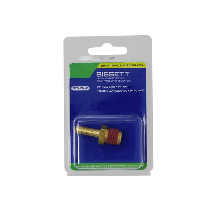 Bissett BFIT-HB1414B 1/4" Brass Hose Barb x 1/4" Male NPT