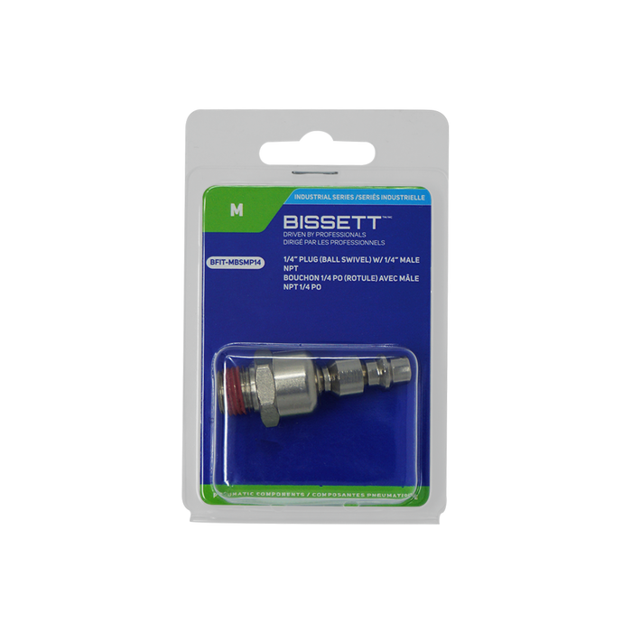Bissett BFIT-MBSMP14 1/4" Industrial Ball Swivel Plug x 1/4" Male NPT
