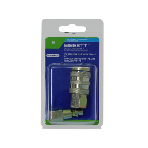 Bissett BFIT-MFKIT14 1/4" Industrial Coupler & Plug Set, 1/4" Female NPT
