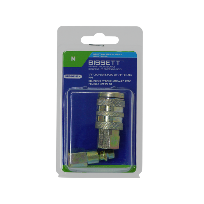 Bissett BFIT-MFKIT14 1/4" Industrial Coupler & Plug Set, 1/4" Female NPT